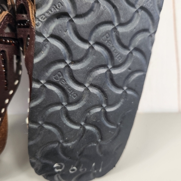 Betula by Birkenstock Joyce Beaded Double Leather Sandals Brown 8-8.5 Narrow - Picture 12 of 15